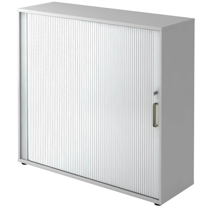 Artikelbild für HAMMERBACHER Haziender Rollladenschrank lichtgrau, silber 2 Fachböden 120,0 x 40,0 x 110,0 cm, Artikelnummer 215355