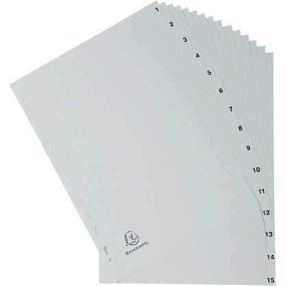 Artikelbild 2 für Exacompta Ordnerregister DIN A4 Vollformat 1-15 grau 15-teilig, 1 Satz, Artikelnummer 386332