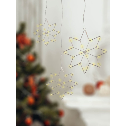 Artikelbild 2 für Idena Metallsterne Kristall LED Dekoleuchten weiß, 3 St., Artikelnummer 761862