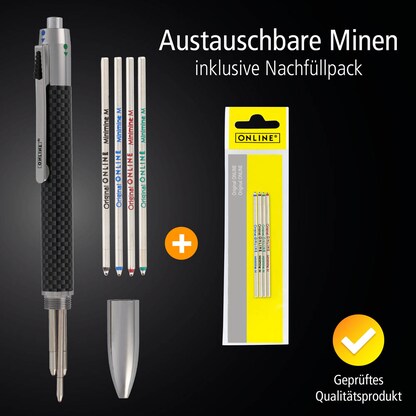 Artikelbild 3 für ONLINE® 4-Farben-Kugelschreiber-Set 70011 schwarz, Artikelnummer 283947