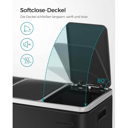 Artikelbild 4 für SONGMICS Mülltrenner 3x 18,0 l schwarz, 1 St., Artikelnummer 262756