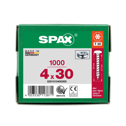 Artikelbild 10 für SPAX® Universalschrauben T20 Halbrundkopf WIROX 0201010400305 4 mm x 30 mm, 1.000 St., Artikelnummer 395846
