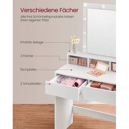 Artikelbild 10 für VASAGLE Schminktisch rechteckig Melamin, Spanplatte weiß 80,0 x 40,0 x 145,0 cm, 1 St., Artikelnummer 439057