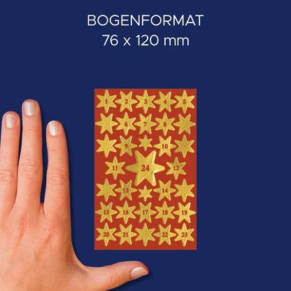 Artikelbild 4 für AVERY Zweckform Klebenummern Sterne mit Zahlen 1-24, gold, 66 Etiketten, Artikelnummer 723649