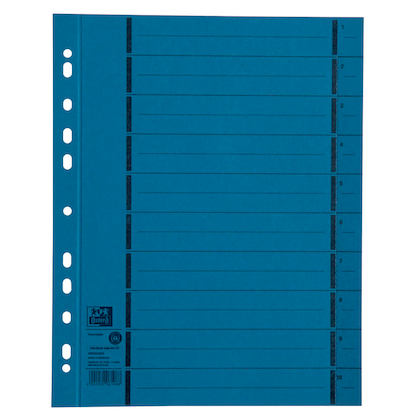 Artikelbild für OXFORD Trennblätter DIN A4 1-10 blau, 250 g/qm, 100 St., Artikelnummer 432849