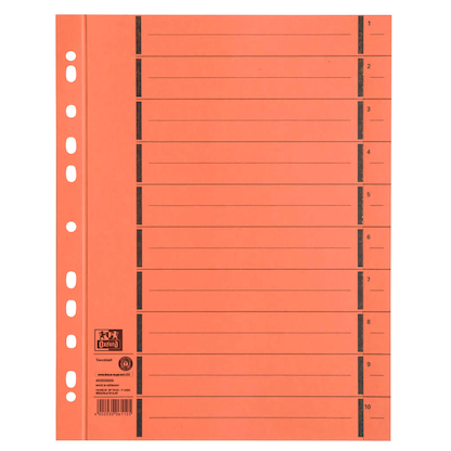 Artikelbild für OXFORD Trennblätter DIN A4 1-10 orange, 250 g/qm, 100 St., Artikelnummer 432872