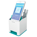 Artikelbild 1 für LEITZ Stiftehalter WOW Duo Colour perlweiß/eisblau Polystyrol 2 Fächer 9,0 x 10,1 x 10,0 cm, Artikelnummer 644276