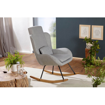 Artikelbild 5 für WOHNLING Schaukelstuhl hellgrau schwarz, Holz Stoff 75,0 x 88,5 x 110,0 cm, 1 St., Artikelnummer 159242