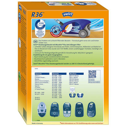 Artikelbild 2 für swirl® MicroPor® Plus R 36 Staubsaugerbeutel, 4 St., Artikelnummer 625006
