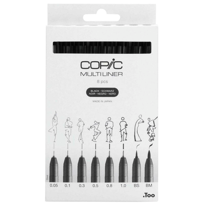 Artikelbild 2 für COPIC® Multiliner Fineliner schwarz 0.05 + 0.1 + 0.3 + 0.5 + 0.8 + 1.0 + BS + BM mm, 8 St., Artikelnummer 361517