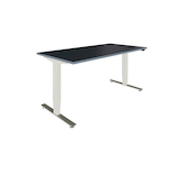 Artikelbild 1 für fm Oldenburg elektrisch höhenverstellbarer Schreibtisch lavagrau rechteckig, T-Fuß-Gestell silber 160,0 x 80,0 cm, Artikelnummer 404303