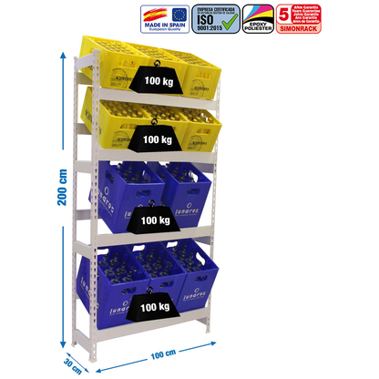 Artikelbild 2 für Simonrack Getränkekistenregal SIMONBOTTLE 4 8425437087882 weiß 100,0 x 30,0 x 200,0 cm, Artikelnummer 978003