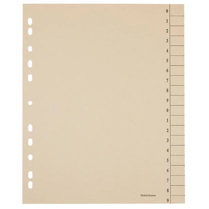 Artikelbild für Trennblätter DIN A4 0-9 chamois, 200 g/qm, 100 St., Artikelnummer 255901