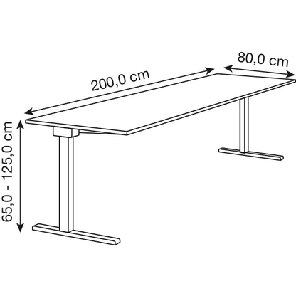Artikelbild 2 für mauser varitos.c elektrisch höhenverstellbarer Schreibtisch ahorn, weiß rechteckig, C-Fuß-Gestell weiß 200,0 x 80,0 cm, Artikelnummer 272892
