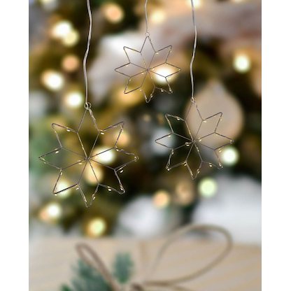 Artikelbild 4 für Idena Metallsterne Kristall LED Dekoleuchten weiß, 3 St., Artikelnummer 761862