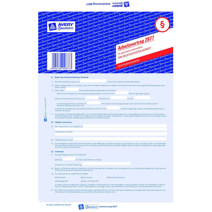 Artikelbild für AVERY Zweckform 2877 Arbeitsverträge, 5 St., Artikelnummer 896170