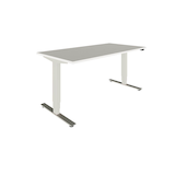 Artikelbild 1 für fm Sidney elektrisch höhenverstellbarer Schreibtisch weiß rechteckig, T-Fuß-Gestell silber 160,0 x 80,0 cm, Artikelnummer 409571