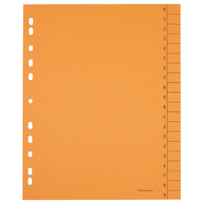 Artikelbild 2 für Trennblätter DIN A4 0-9 orange, 250 g/qm, 100 St., Artikelnummer 203281