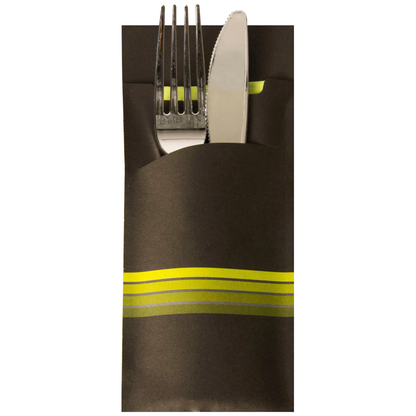 Artikelbild für PAPSTAR Bestecktaschen Stripes schwarz/gelb 8,5 x 20,0 cm, 520 St., Artikelnummer 119943
