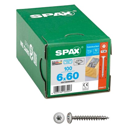 Artikelbild für SPAX® Holzbauschrauben T30 Tellerkopf Edelstahl A2 0257000600605 6 mm x 60 mm, 100 St., Artikelnummer 396639