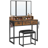 Artikelbild 1 für VASAGLE Schminktisch rechteckig Spanplatte braun, schwarz 90,0 x 40,0 x 141,0 cm, 1 St., Artikelnummer 438368