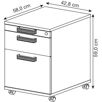Artikelbild 2 für HAMMERBACHER AC20 SG Rollcontainer ahorn 3 Auszüge 42,8 x 58,0 x 59,0 cm, Artikelnummer 863934