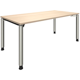 Artikelbild 1 für fm fastline höhenverstellbarer Schreibtisch akazie rechteckig, 4-Fuß-Gestell silber 160,0 x 80,0 cm, Artikelnummer 135372