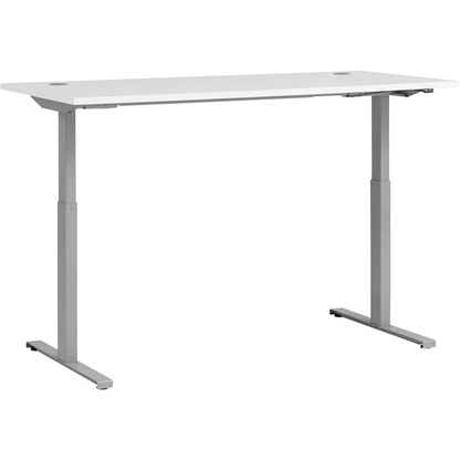 Artikelbild für MÖBELPARTNER Office elektrisch höhenverstellbarer Schreibtisch kreideweiß rechteckig, Kufen-Gestell silber 160,0 x 75,0 cm, Artikelnummer 500813