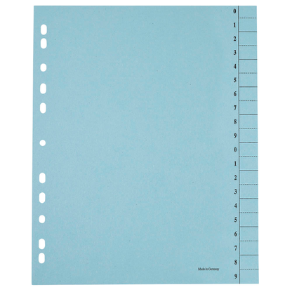 Artikelbild 2 für Trennblätter DIN A4 0-9 blau, 250 g/qm, 100 St., Artikelnummer 203307