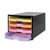 Artikelbild 1 für HAN Schubladenbox IMPULS gelb, orange, rosa, lila 1013-139D, DIN A4 mit 4 Schubladen, 1 St., Artikelnummer 372338