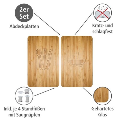 Artikelbild 2 für WENKO Herdabdeckplatten Lunch braun, 2 St., Artikelnummer 529772