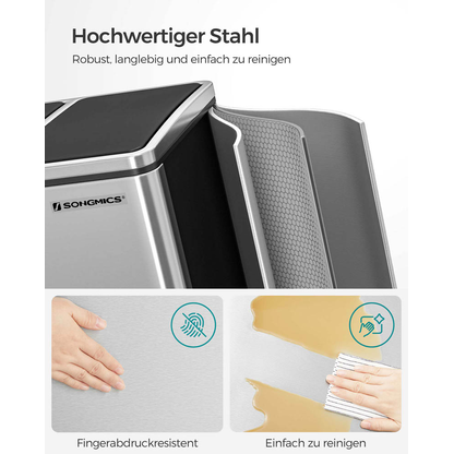 Artikelbild 3 für SONGMICS Mülltrenner 3x 18,0 l silber, 1 St., Artikelnummer 262438