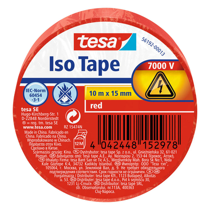 Artikelbild 2 für tesa Iso Tape Isolierband rot 15,0 mm x 10,0 m 1 Rolle, Artikelnummer 384162