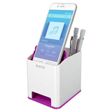 Artikelbild 1 für LEITZ Stiftehalter WOW Duo Colour perlweiß/violett Polystyrol 2 Fächer 9,0 x 10,1 x 10,0 cm, Artikelnummer 644288