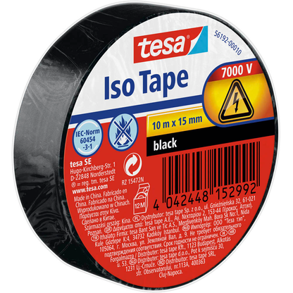 Artikelbild für tesa Iso Tape Isolierband schwarz 15,0 mm x 10,0 m 1 Rolle, Artikelnummer 384152