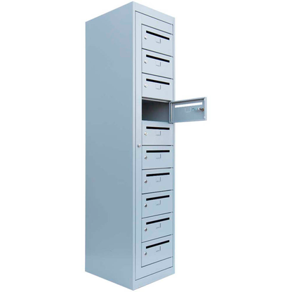 Artikelbild für LÜLLMANN Schließfachschrank lichtgrau 526410, 10 Schließfächer 40,0 x 50,0 x 180,0 cm, Artikelnummer 186563