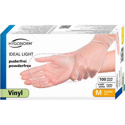 Artikelbild für HYGONORM unisex Einmalhandschuhe IDEAL LIGHT weiß Größe M, 100 St., Artikelnummer 613529