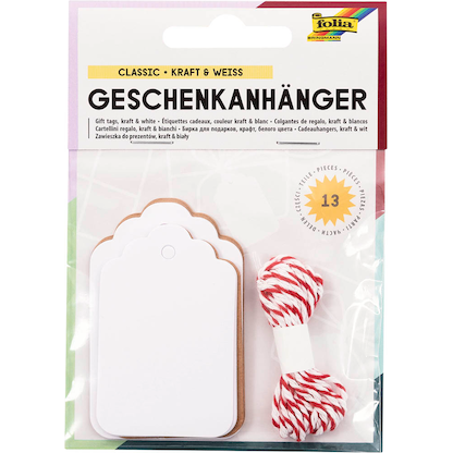 Artikelbild für folia Geschenkanhänger weiß, natur Set Classic, 12 St., Artikelnummer 963052