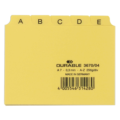 Artikelbild für DURABLE Karteikartenregister A-Z gelb, Artikelnummer 138602