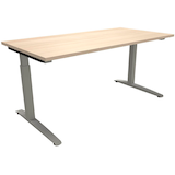 Artikelbild 1 für fm Sidney höhenverstellbarer Schreibtisch akazie rechteckig, C-Fuß-Gestell Quadratrohr silber 160,0 x 80,0 cm, Artikelnummer 136207