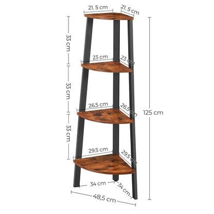 Artikelbild 7 für VASAGLE Eckregal braun, schwarz 48,5 x 34,0 x 125,0 cm, 1 St., Artikelnummer 262958