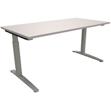 Artikelbild 1 für fm Sidney höhenverstellbarer Schreibtisch lichtgrau rechteckig, C-Fuß-Gestell Quadratrohr silber 160,0 x 80,0 cm, Artikelnummer 136244