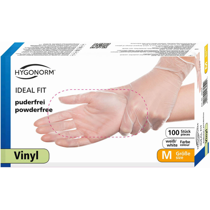Artikelbild für HYGONORM unisex Einmalhandschuhe IDEAL FIT weiß Größe M, 100 St., Artikelnummer 613517