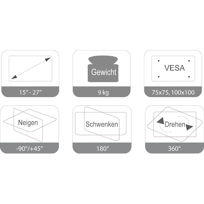 Artikelbild 3 für JENIMAGE Monitor-Halterung JI-ME220TK JI-ME220TK schwarz, weiß für 2 Monitore, Tischklemme, Artikelnummer 233371