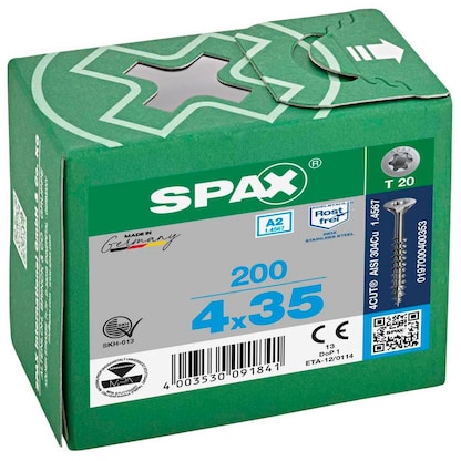 Artikelbild 2 für SPAX® Universalschrauben T20 Senkkopf Edelstahl A2 0197000400353 4 mm x 35 mm, 200 St., Artikelnummer 394926