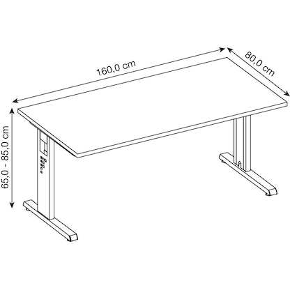 Artikelbild 2 für HAMMERBACHER OS 16 höhenverstellbarer Schreibtisch buche rechteckig, C-Fuß-Gestell weiß 160,0 x 80,0 cm, Artikelnummer 657221