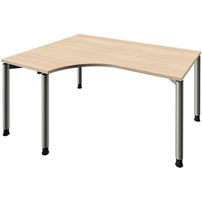 Artikelbild für fm Sidney höhenverstellbarer Schreibtisch akazie Bogenform, 4-Fuß-Gestell Rundrohr silber 160,0 x 80,0 cm, Artikelnummer 136253