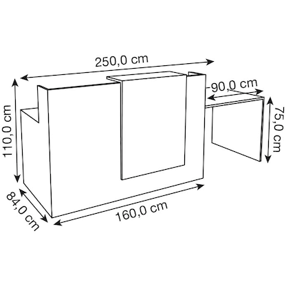 Artikelbild 2 für Kerkmann Empfangstheke SYDNEY gerade, weiß, grafit 250,0 x 84,0 x 110,0 cm, Artikelnummer 206497