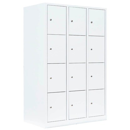 Artikelbild für LÜLLMANN Schließfachschrank signalweiß 523437, 12 Schließfächer 118,5 x 50,0 x 180,0 cm, Artikelnummer 185957