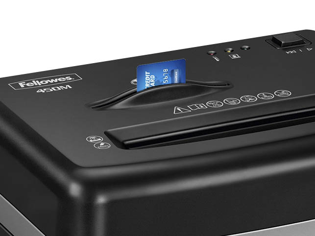 Artikelbild 4 für Fellowes Powershred 450M Aktenvernichter mit Partikelschnitt P-5, 2 x 12 mm, bis 9 Blatt, schwarz, Artikelnummer 199690